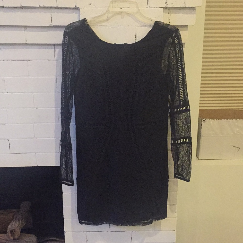Black lace mini dress